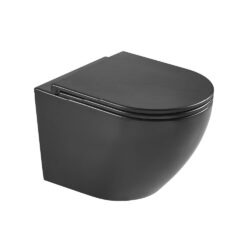 Krypton rimless væghængt toilet i mat sort med soft-close toiletsæde og quick-release