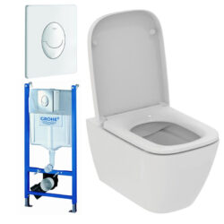 Fremtrædende Glat svale Komplet toiletpakke m/ Børma Rimless toilet, toiletsæde med softclose og Geberit cisterne Fremtrædende Glat svale Komplet toiletpakke m/ Børma Rimless toilet, toiletsæde med softclose og Geberit cisterne