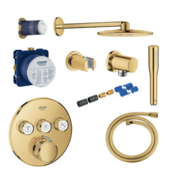 Grohe Grohtherm SmartControl 310 brusesæt til indbygning i messing poleret cool sunrise