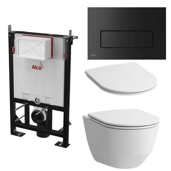 ammunition Guvernør Brawl Komplet toiletpakke m/ Laufen Pro toilet, sæde og lav Alca cisterne med mat  sort knap