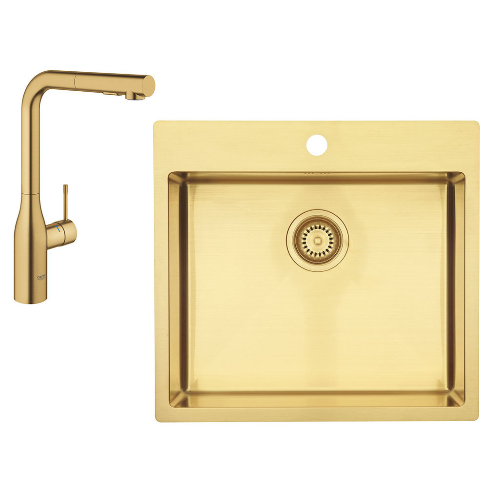 lavabo-kubus-540-soft-koekkenvask-pvd-guld-sand-inkl-grohe-koekkenarmatur-i-boerstet-cool-sunrise