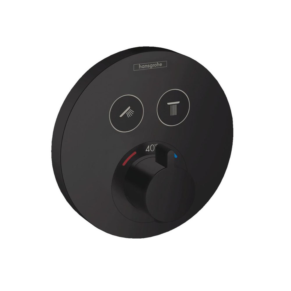 hansgrohe-showerselect-s-termostatarmatur-rund-med-tryk-til-indbygning-i-mat-sort