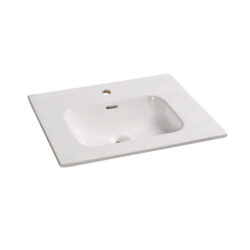 Porcelænsvask 46x61 cm i hvid med hanehul