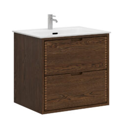 Fingertappet snedkermøbel mørkolieret eg 60 cm med 2 skuffer uden bordplade