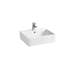 Krypton Århus firkantet vask i hvid porcelæn med overløb og hanehul 520x430x140mm