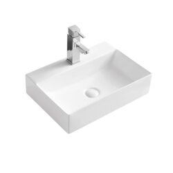 Krypton Atlanta firkantet vask i hvid porcelæn med hanehul og uden overløb 460x360x120mm