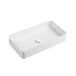 Krypton Boston firkantet vask i hvid porcelæn uden overløb og hanehul 600x350x110mm