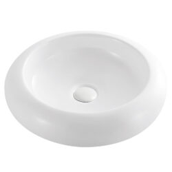 Krypton Kreta rund vask i hvid porcelæn uden overløb og hanehul Ø460 x 100mm