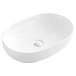 Krypton Læsø oval vask i hvid porcelæn uden overløb 560x420x140mm