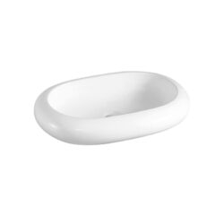Krypton Rhodos oval vask i hvid porcelæn uden overløb og hanehul 635x420x105mm