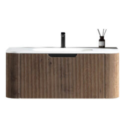 Møbelpakke Isle Brown Oak 99,5x48x39 cm med 1 skuffe og Solid Surface bordplade med vask