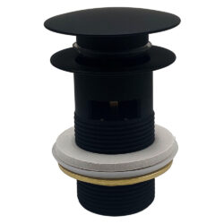 Bundventil push-up 1.1/4" i sort med overløb
